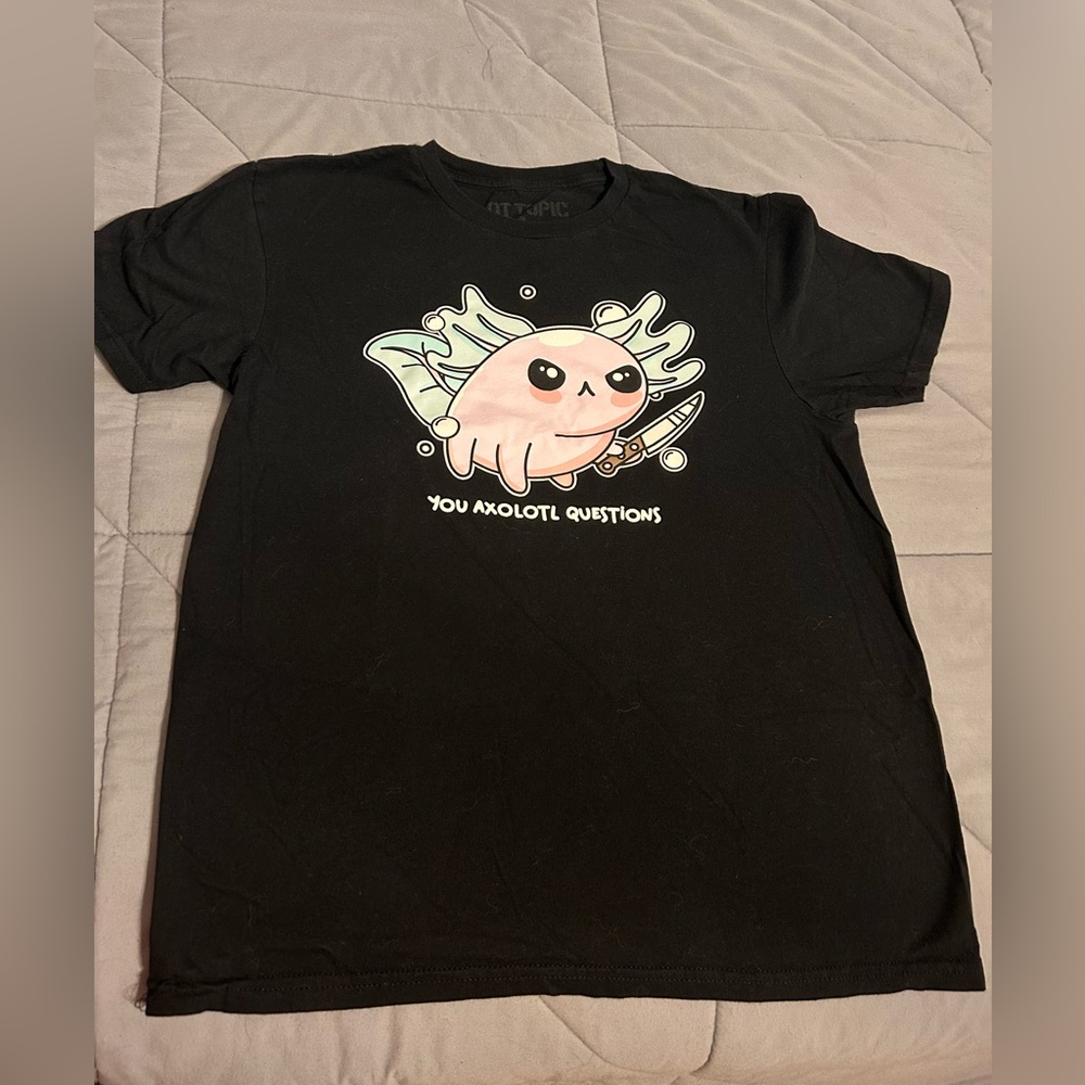 Hot Topic, Medium, Black with Axolotl and words